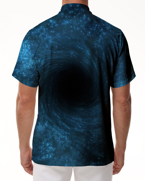 
Black hole star spiral digital printing innovative casual loose men's casual button shirt short sleeve Hawaiian pocket short sleeve shirt regular style
                