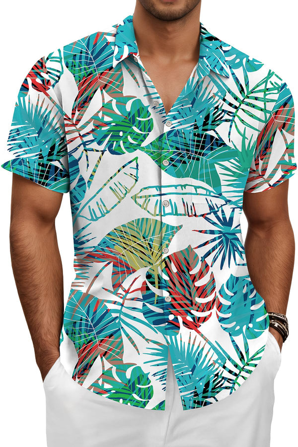Hawaiian Shit for Men Beach Summer Mens Buton Down Short Sleeve Shit Tropical Vacation Casual Clothes