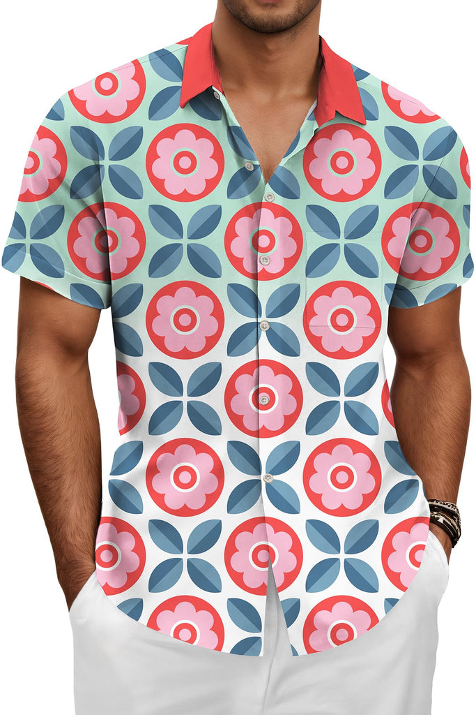 Hawaiian Shit for Men Beach Summer Mens Buton Down Short Sleeve Shit Tropical Vacation Casual Clothes