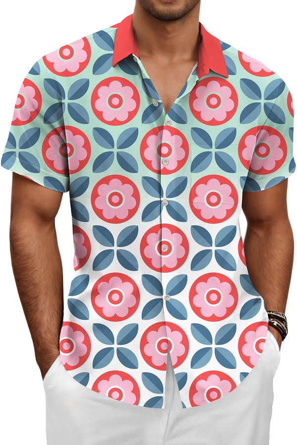 Hawaiian Shit for Men Beach Summer Mens Buton Down Short Sleeve Shit Tropical Vacation Casual Clothes