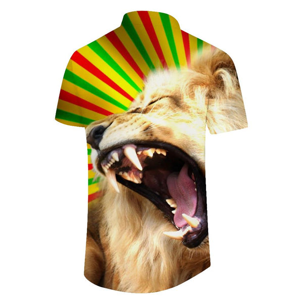 
Playground fun golden lion 3d print pattern four seasons summer leisure loose daily street Hawaiian shirt coconut seaside beach barbecue clothes
                