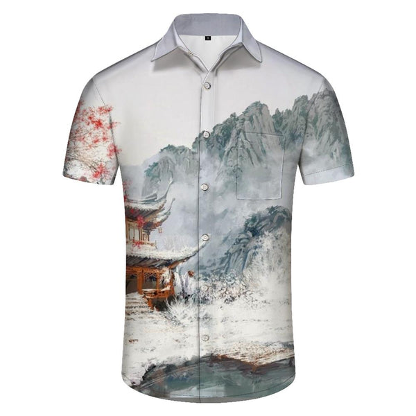 
Ancient Snow Scene Fashion Beach Hawaiian Button Lapel Pocket Shirt Short Sleeve Casual Men's Style Daily Shirt Short Sleeve Street
                