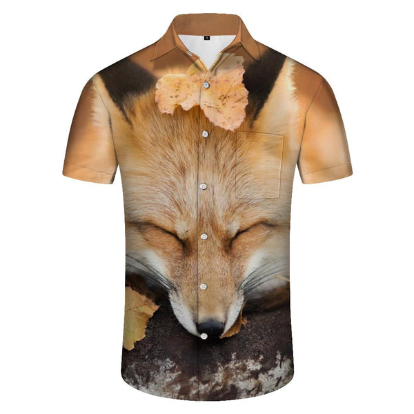
Men's Hawaiian Shirt Fashion Button-Up Beach Shirt Short Sleeve Summer Casual Shirt Loose Fit Cute Animal Fox
                