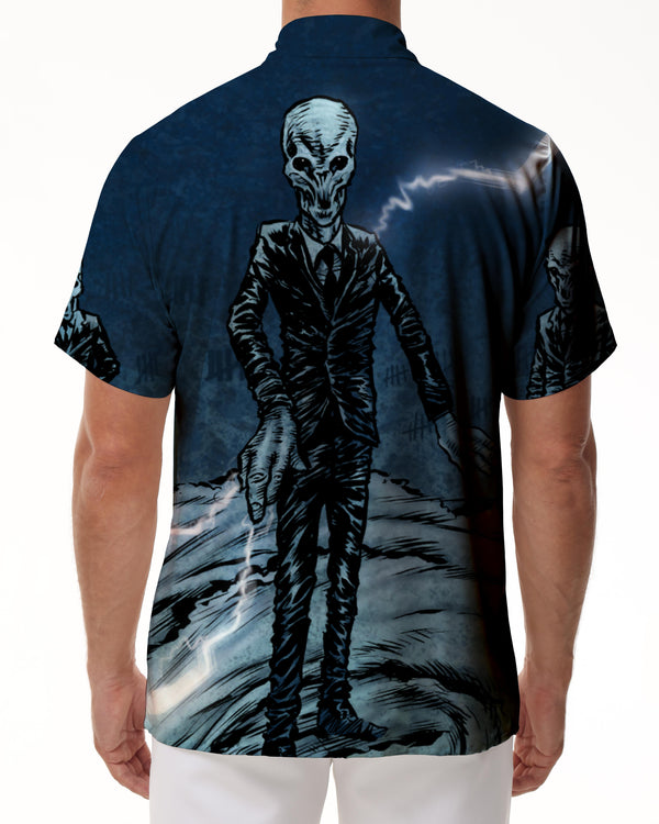 
Funny alien print pattern Hawaiian cool retro style men's casual loose short sleeve shirt
                