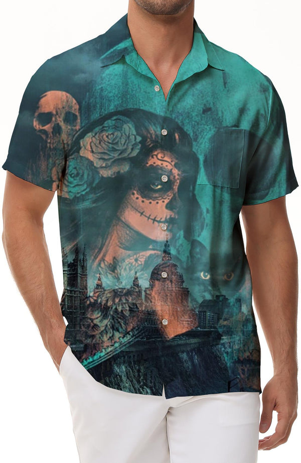 Retro skull Hawaiian shirt men's summer shirt 3d retro street fashion summer casual shirt hip hop