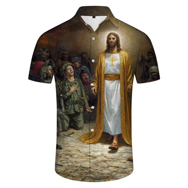 
Religious Shirt Men Button Jesus God Hip Hop Cartoon Drawing 3D Printing Harajuku Casual Shirt
                