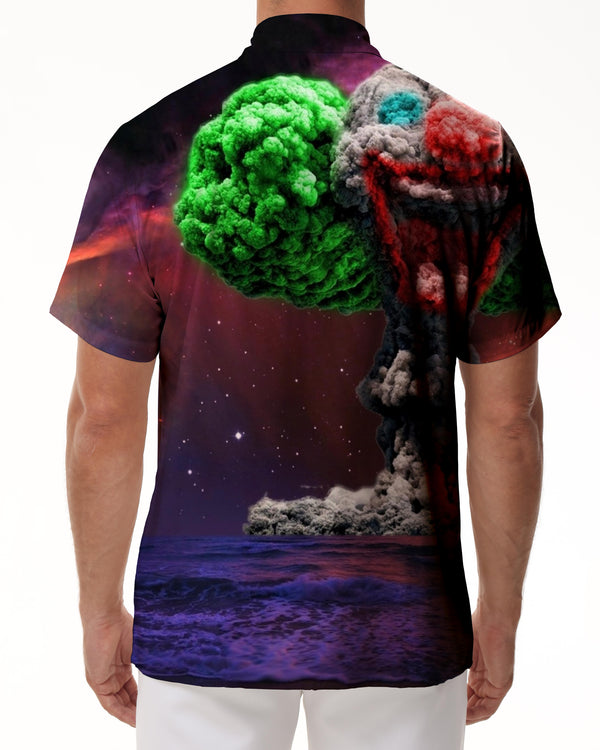 
Cannon clown men's fashion Hawaiian shirt casual 3D starry sky print shirt summer loose short sleeve top trend lapel button beach shirt purple
                