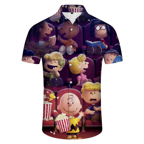 
Children's cartoon animation theater printing design comfortable and fashionable men's shirt Hawaiian four seasons button ocean seaside beach wear
                