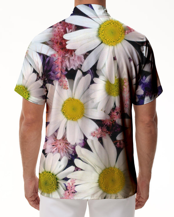 
White Daisy Men's Printed Breathable Beach Shirt and Casual Shirt Perfect Summer Outfit
                