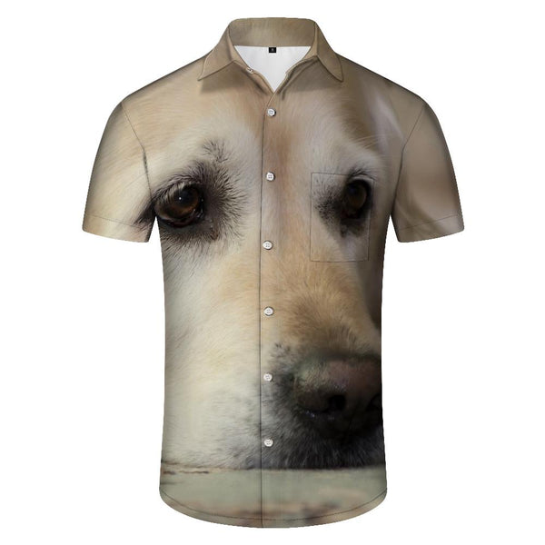 
Worried Golden Retriever Men's Fashion Casual Loose Hawaiian Shirt Short Sleeve Holiday Casual Tops
                