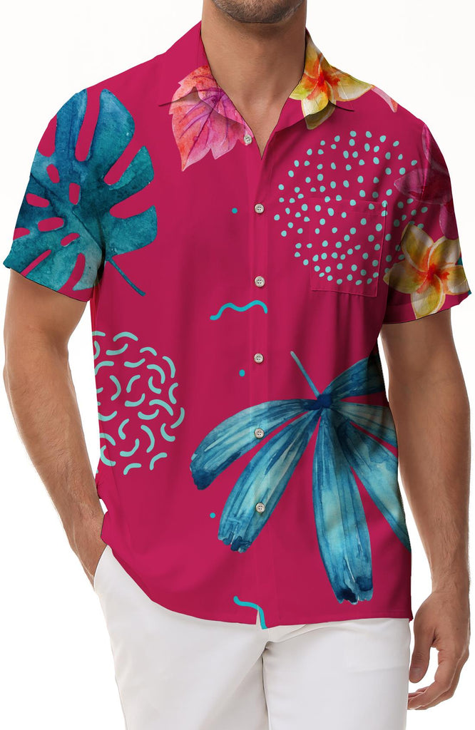 Hawaiian Mens Shirt Fun Vacation Tropical Beach Shirt Short Sleeve Button Summer Wear