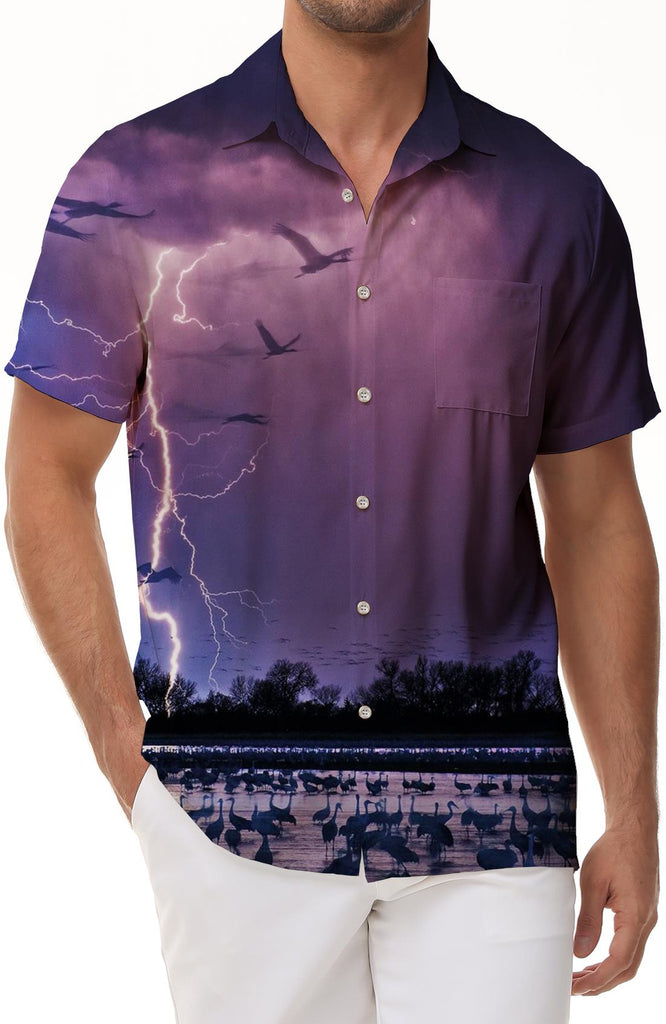 Lightning Thunder Summer Casual Printed Button Short Sleeve Beach Shirt Men's Shirts Fun