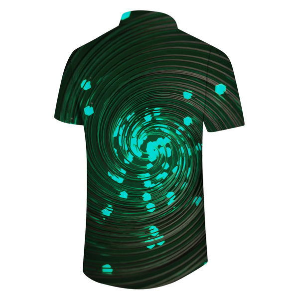 
Summer New Turquoise Green Swirl Hawaiian Men's Casual Button Print Shirt Short Sleeve Beachwear Fun
                