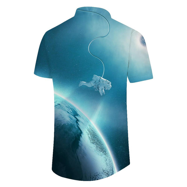
Digital Printing Earth Astronaut Tropical Four Seasons Leisure Hawaiian Summer Beach Shirt Short Sleeve Top Men's Shirt Button Shirt Seaside Beach Clothing
                