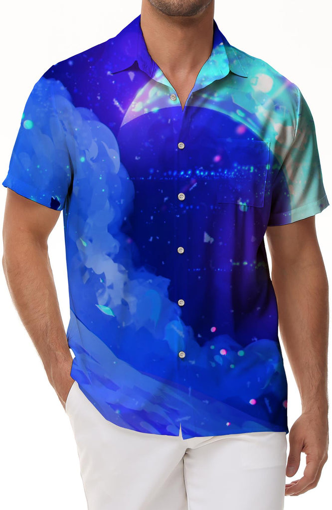 Printed Button-Down Shirt Hawaiian Tropical Casual Shirt Comfortable Fashion Breathable Lapel Short Sleeve Men