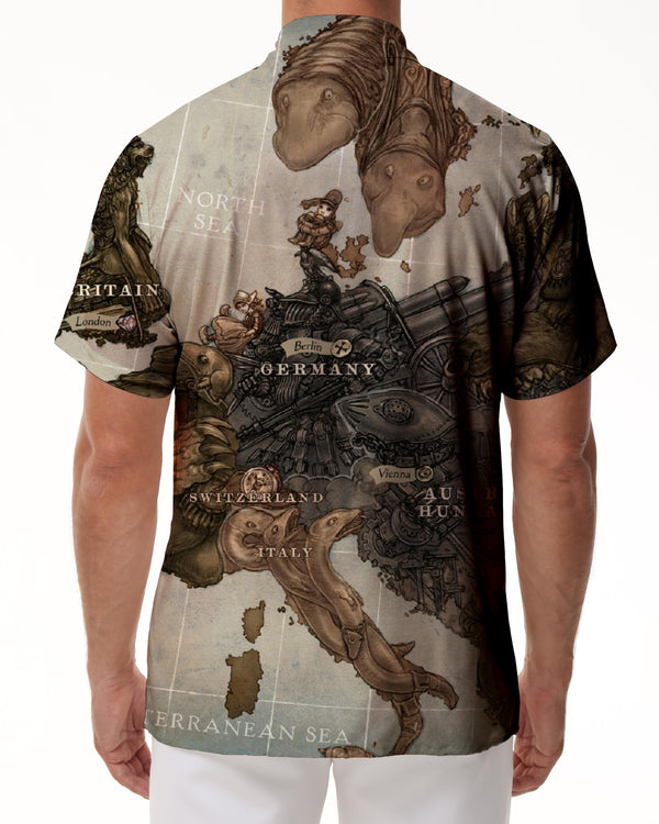 
South American Abstract Pattern Print Summer Short Sleeve Shirt Button Hawaiian Shirt Men's Loose Casual Shirt with Pockets
                