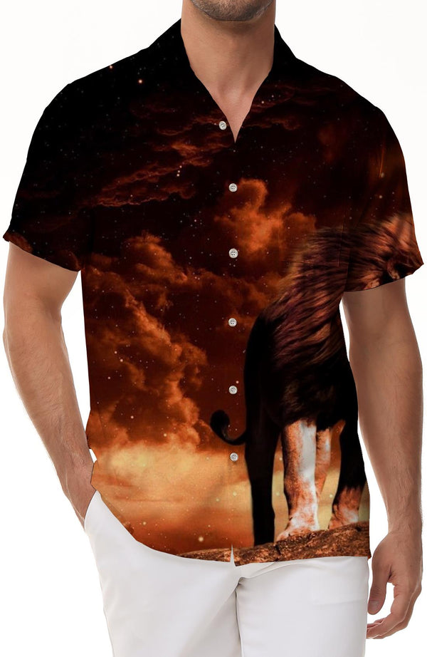 Social Fashion Men's Short Sleeve Lapel Button Shirt Print Hawaiian Beach Casual Men's Tops Summer