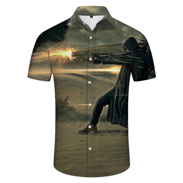 
Fierce Battle Printed Casual Men's Button Short Sleeve Hawaiian Shirt Beach Top Sharpshooter
                