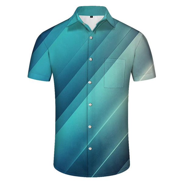 
Summer Short Sleeve Loose Fit Men's Fun Hawaiian Shirt Beach Gradient Vacation Button Shirt Short Sleeve
                