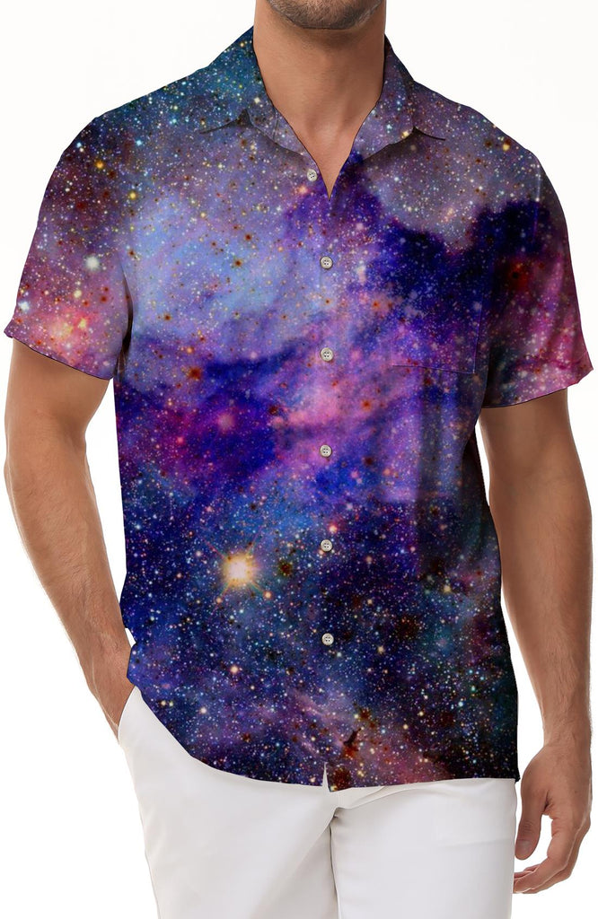 Digital 3D Printed Street Lapel Printed Men's Button Cropped Casual Tops Men's Short Sleeve Shirt