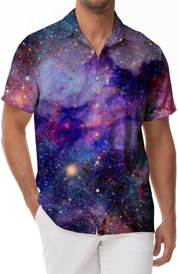 Digital 3D Printed Street Lapel Printed Men's Button Cropped Casual Tops Men's Short Sleeve Shirt