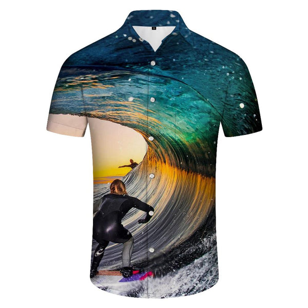 
Hawaiian shirt beach top tropical exciting surfing cool loose daily street men's casual button short sleeve
                