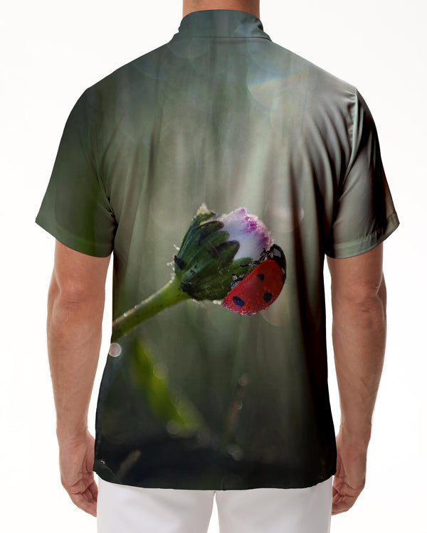 
Ladybug flower 3d print pattern camping beach shirt tops men's casual shirt short sleeve regular fit fashion
                