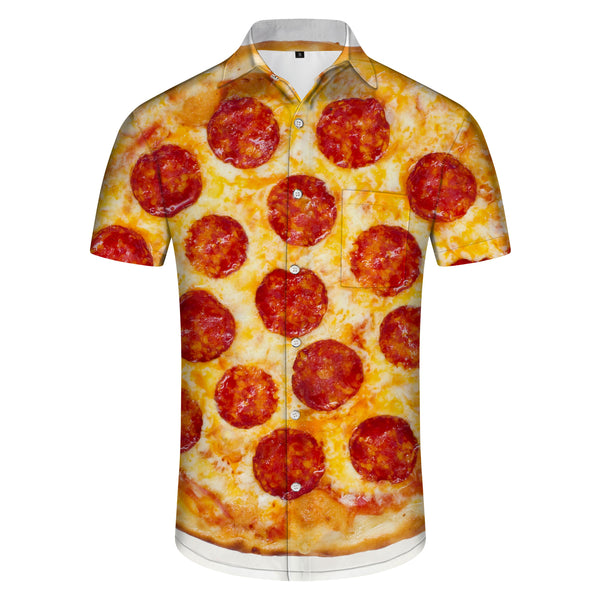 
Pepperoni Pizza with Tomato Men's Shirt Printed Pattern Short Sleeves Regular Fit Casual Lapel Pocket Short Sleeve
                