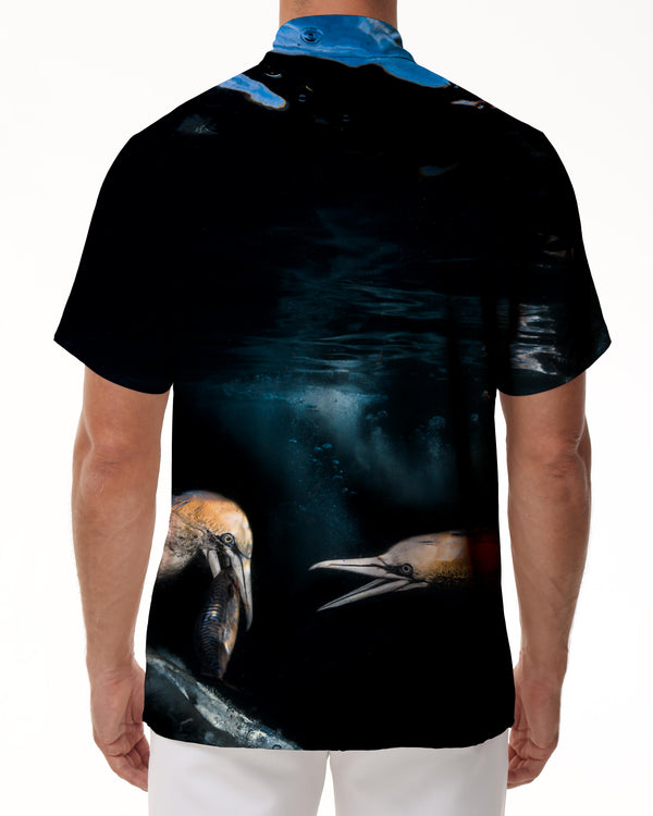 
Black Sea Deep Sea Abstract Fish Digital Print Hawaiian Men's Short Sleeve Shirt Button Pocket Lapel
                