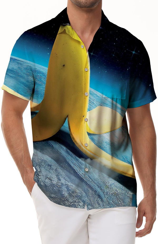 Funny men's summer casual style fashion short-sleeved loose tops men's outdoor walking and fishing comfortable breathable short-sleeved shirt