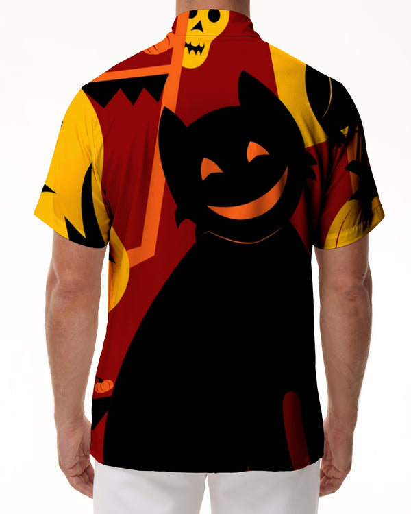 
New casual style men's Halloween pattern short sleeve button shirt casual vacation seaside summer seasons fashion shirt button-down shirt
                