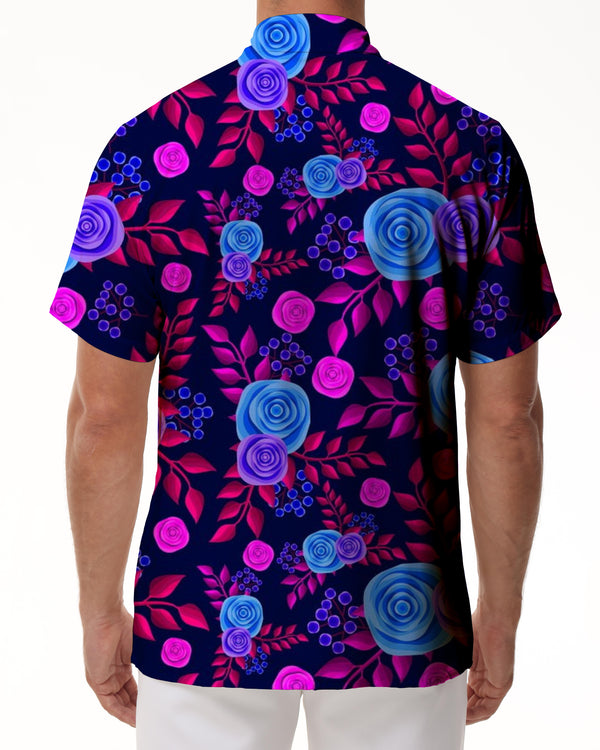 
Bright Rose Men's Loose Casual Beach Comfortable Fashion Casual Loose Summer Short Sleeve Button Shirt
                