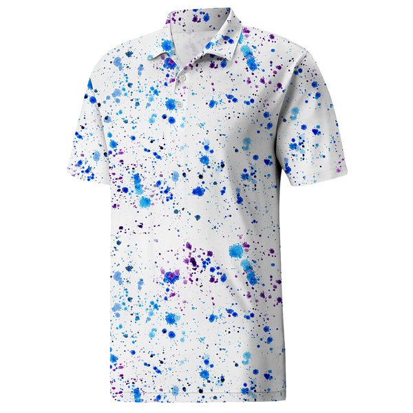 Men’s Abstract Print Casual Polo Shirt for Travel – Quick Dry Material, Easy Style