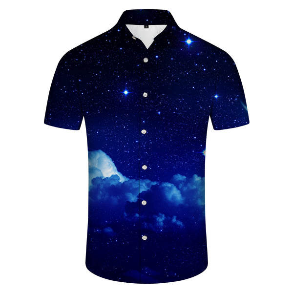 
Men's Hawaiian Everyday Shirt Lapel Shirt Summer 3D Print Pattern Cloud Print Short Sleeve Top Casual Beach Shirt Blue
                