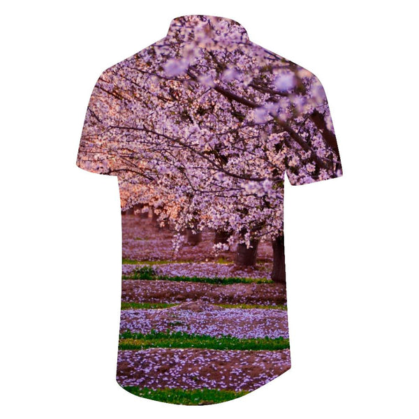 
Beautiful cherry blossom fashion short sleeve men's casual loose daily travel fun cherry blossom print street wear
                