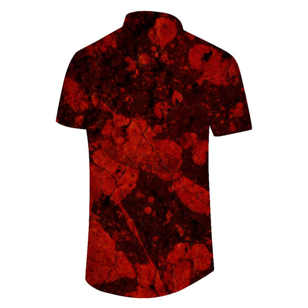 
Men's short sleeve shirt abstract blood splash design casual button down shirt with pockets suitable for summer beach vacation wedding
                