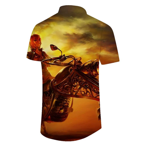 
New Men's Motocross 3D Printed Short Sleeve Shirt Summer Casual Printed Short Sleeve Shirt Cool Motorcycle Print Pattern Yellow
                
