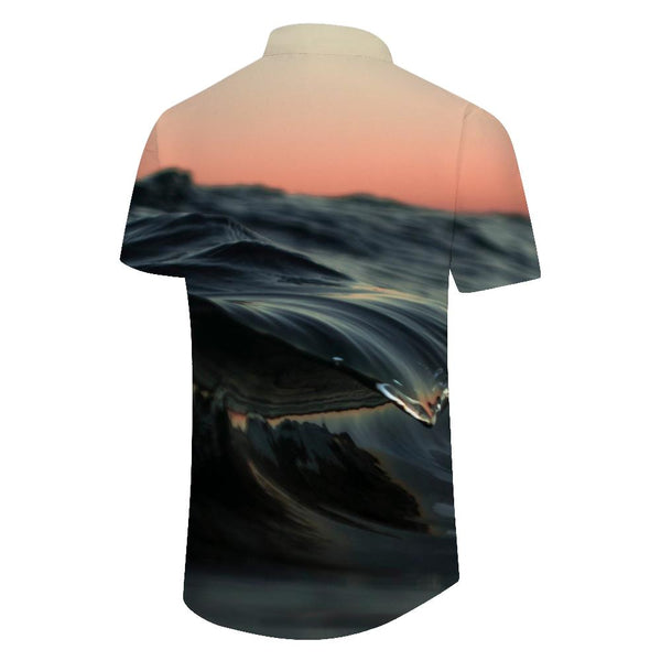 
Ocean Wave Men's Polyester Shirt Men's Short Sleeve Shirt Button Casual Shirt Loose Vacation Top
                