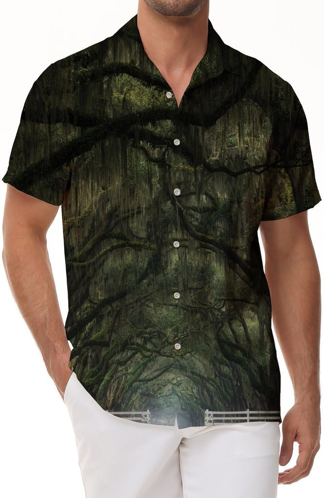 Botanical Men's Button Down Short Sleeve Hawaiian Button Lapel Suitable for Vacation Loose Casual Beach Vacation Shirt