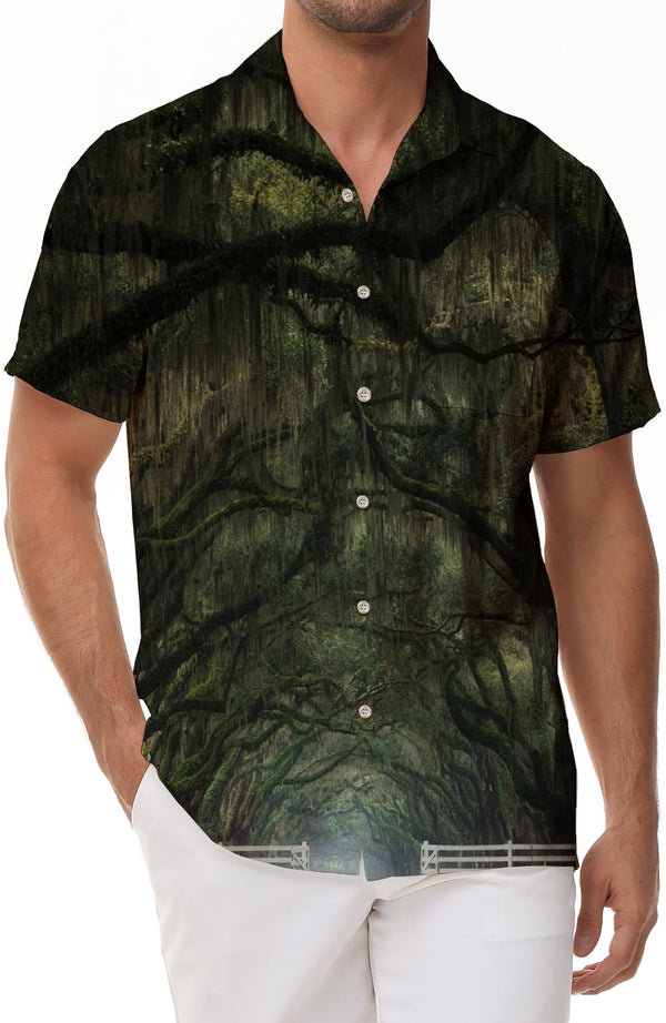 Botanical Men's Button Down Short Sleeve Hawaiian Button Lapel Suitable for Vacation Loose Casual Beach Vacation Shirt