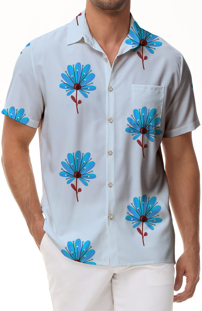 Men's Hawaiian shirt casual button-down fashionable simple style suitable for beach play tops