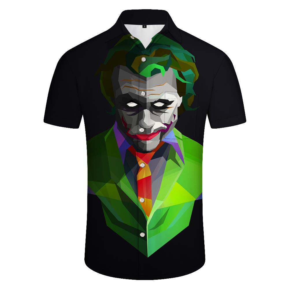 Horror Movie Collar Short Sleeve Clown Fashion Men's Casual Tops Loose Everyday Hawaiian Short Sleeve Shirt