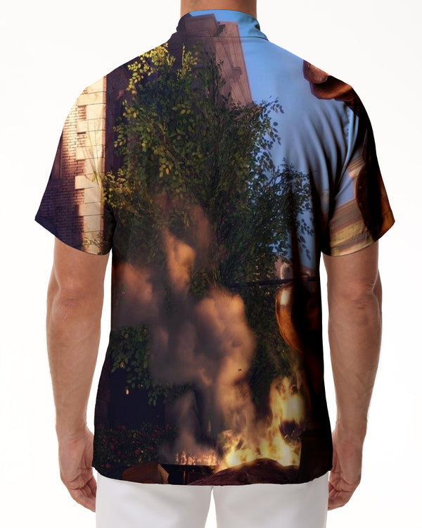 
Village building print Hawaiian lining fashion tropical summer clothing mens vintage beachwear
                