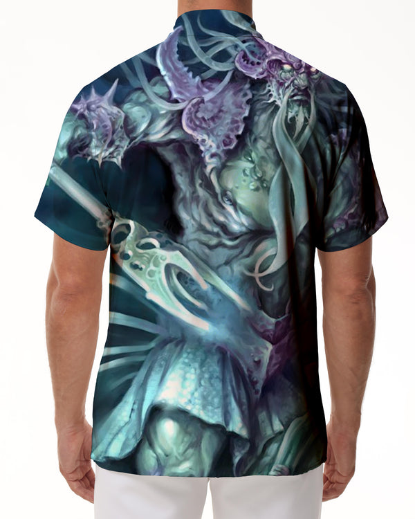 
Water Monster Warrior Men's Short Sleeve Shirt Loose Casual Vacation Beach Summer Shirt with Pockets
                