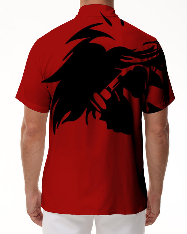 
Red Daily Cartoon Hawaiian Tropical Four Seasons Fashion Button Lapel Pocket Short Sleeve Shirt Men's Daily Street Wear
                