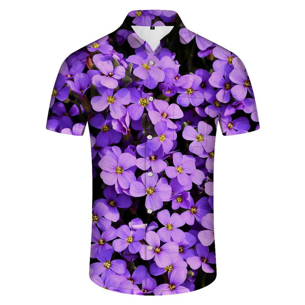 
Summer Resort Wear Mens Short Sleeve Hawaiian Shirt Casual Button Up Tropical Flowers 3D Floral Print Shirt Tops Purple
                