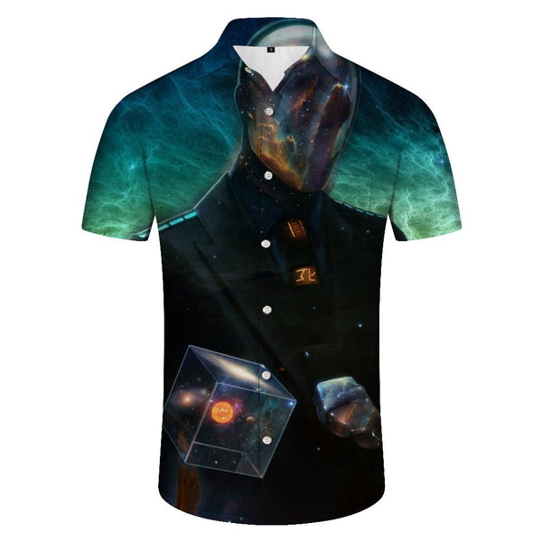 
Surreal fantasy art space nature galaxy ocean men casual hawaiian button down pocket shirt beach shirt short beach summer
                