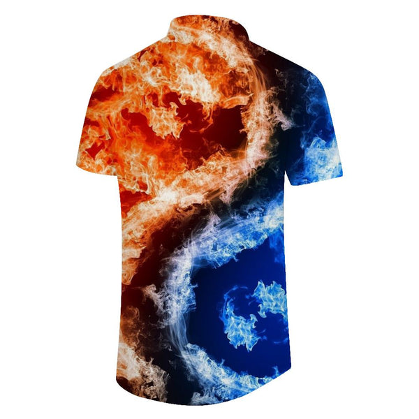 
Fire Water Yin Yang 3D Digital Printing Men's Short Sleeve Shirt Casual Button-down Shirt Hawaiian Button Lapel Top with Pockets
                