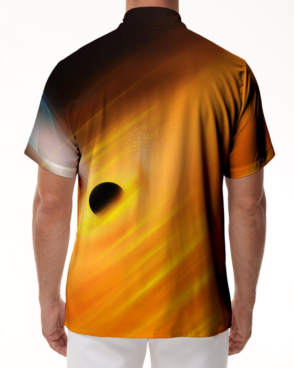 
New casual loose street abstract men's short-sleeved shirt fashion lapel top future technology printed casual shirt top
                