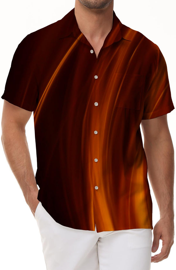 Dark 3D Men's Printed Vacation Summer Loose Regular Fit Casual Button Hawaiian Shirt Short Sleeve